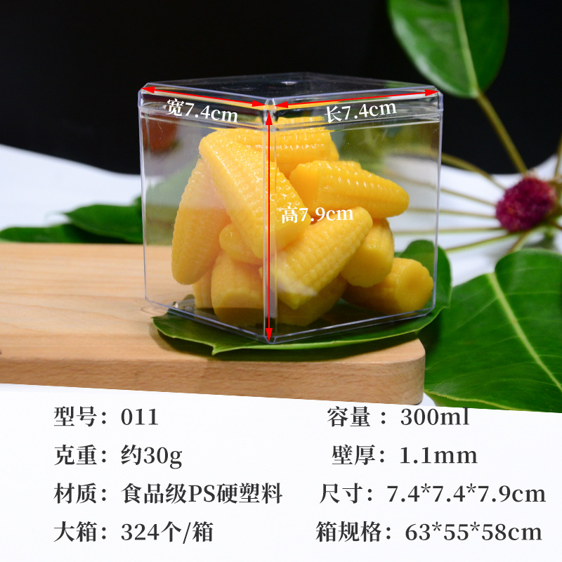 En stock caja de plástico cuadrado de almacenamiento de alta caja de dulces de boda transparente