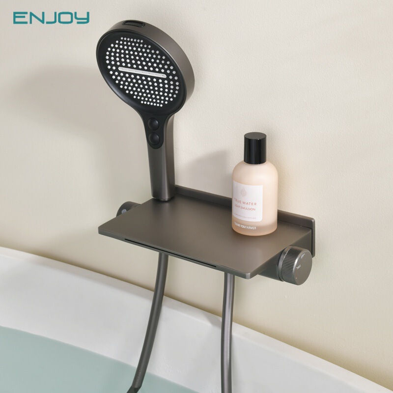 Ming-mounted waterfall bathtub faucet wall multifunctional shower faucet integrated cold and hot simple mixing valve