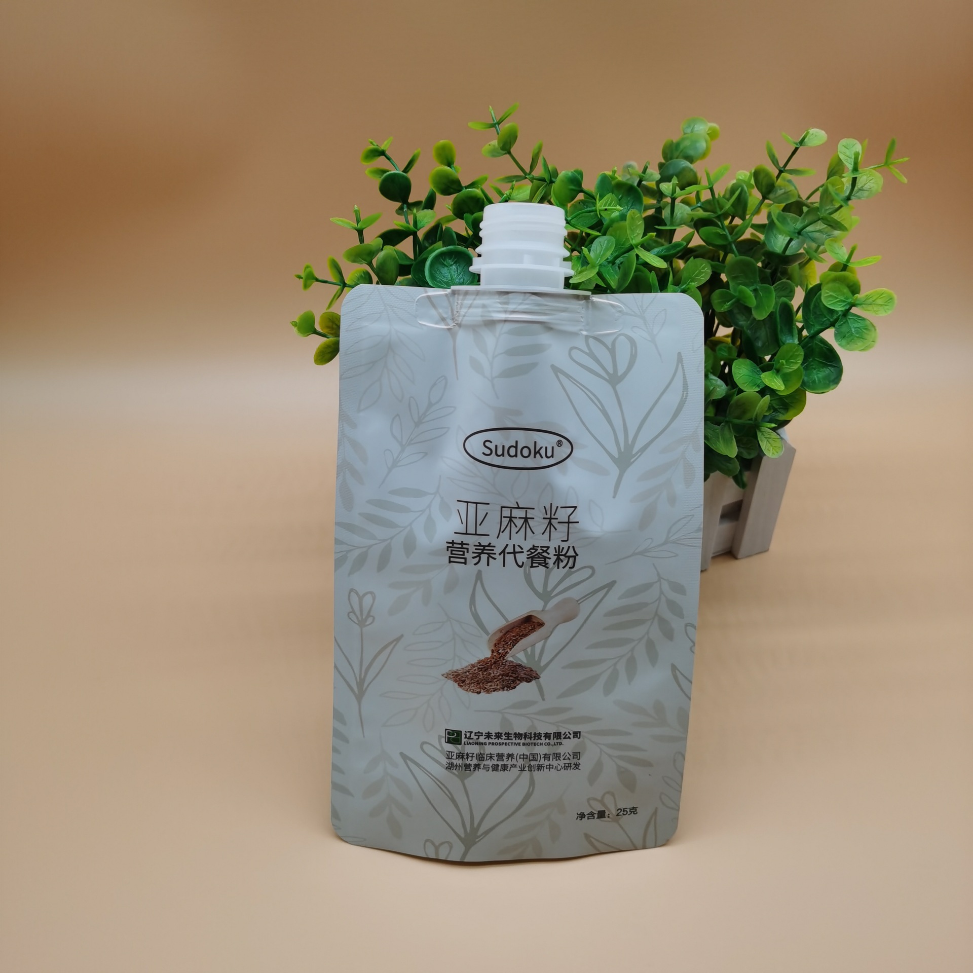 25克亚麻仔代餐粉铝箔吸嘴袋东莞厂家生产