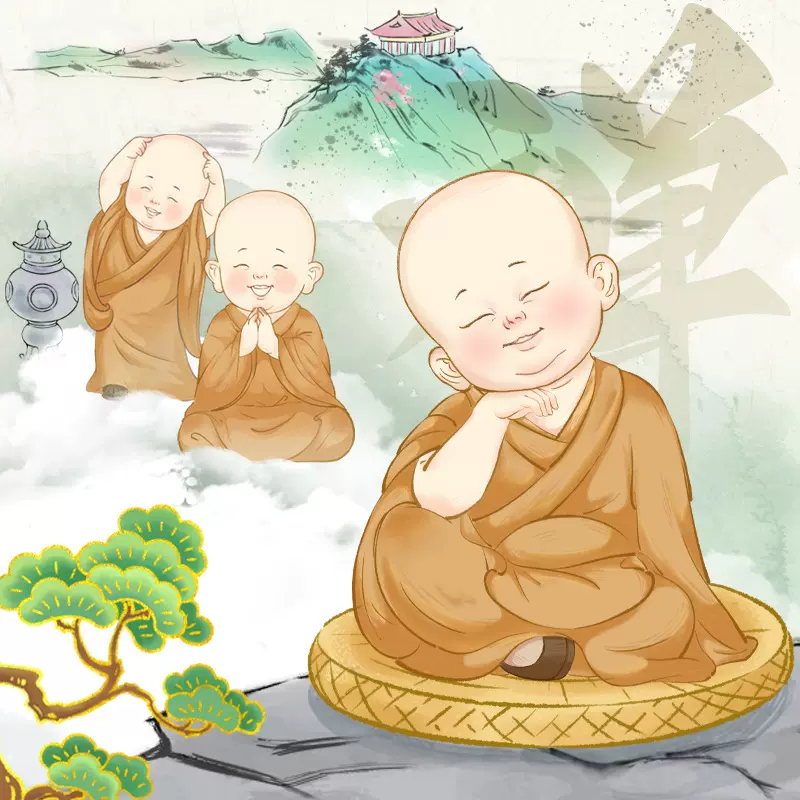 少林寺小和尚创意家居摆件树脂工艺品桌面客厅软装装饰品节日礼品