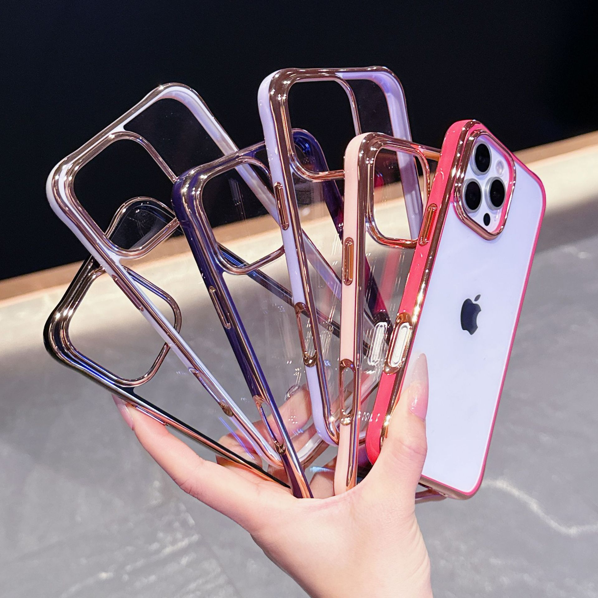 Acrílico transparente galvanizado de dos colores para Apple iphone 17 caso de teléfono 16 cuatro esquinas 15 cubierta 14