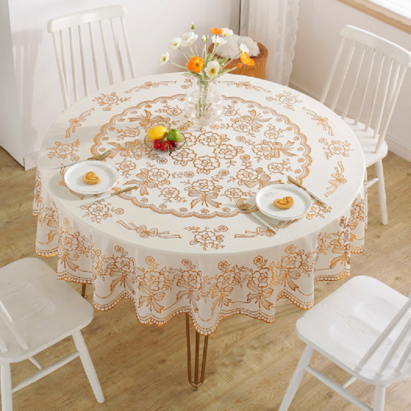 Hot-Selling Butterfly Flower Round Tablecloth Waterproof and Oil-Proof No-Wash Anti-Scalding Tablecloth Round Tablecloth European Style Pvc Table Mat