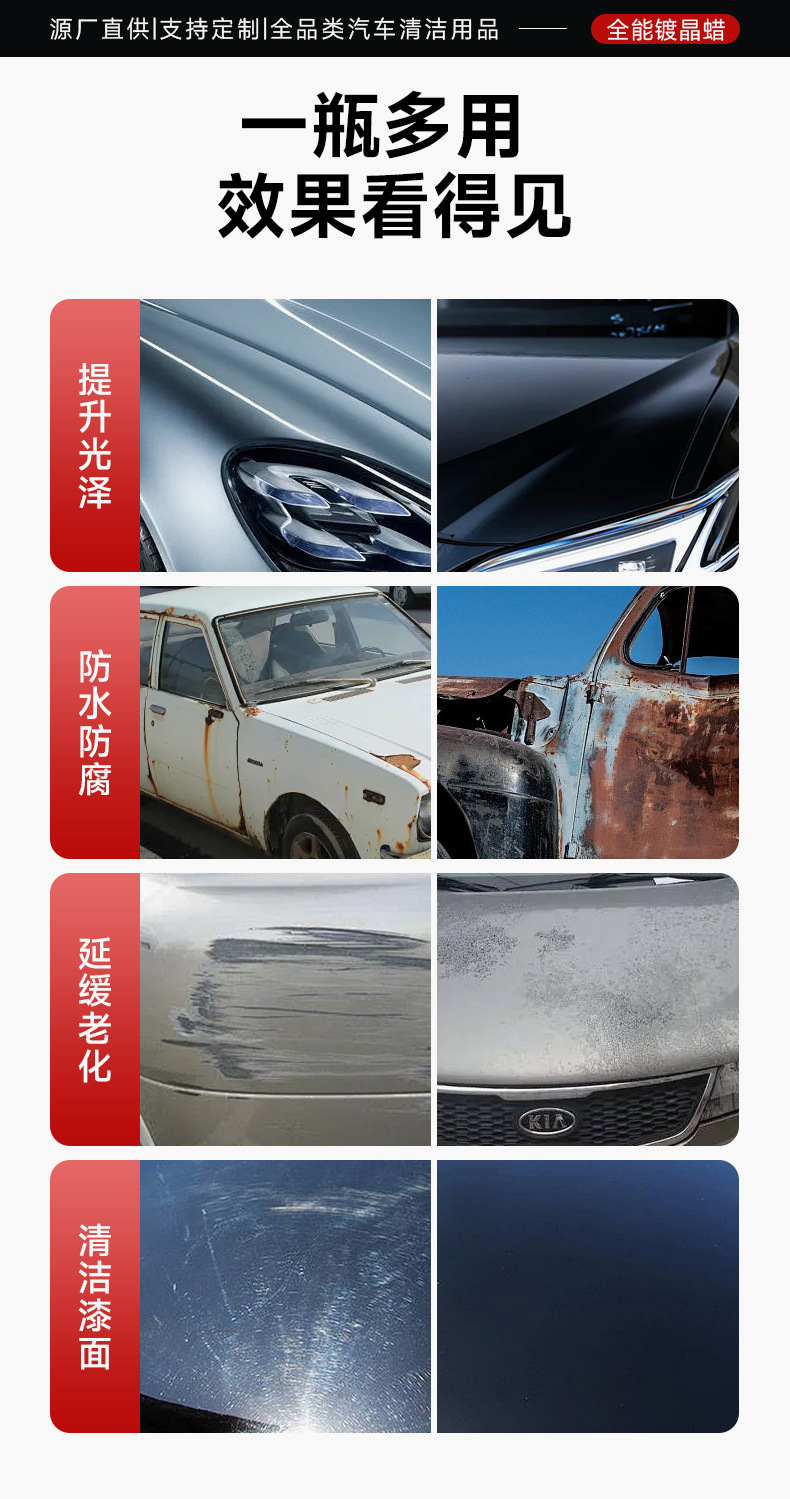 Oem Customized Car Crystal White Wax Paint Scratch Repair, Stain Removal, Maintenance, Beauty Polishing, Coating, Nano Car Wax