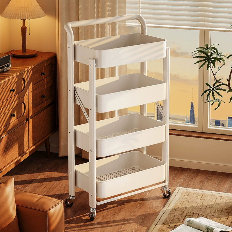 Среднедревняя тележка для гостиной для закусок полки на полу Мобильная книжная полка многофункциональная гостиная дома Многослойный шкаф для хранения