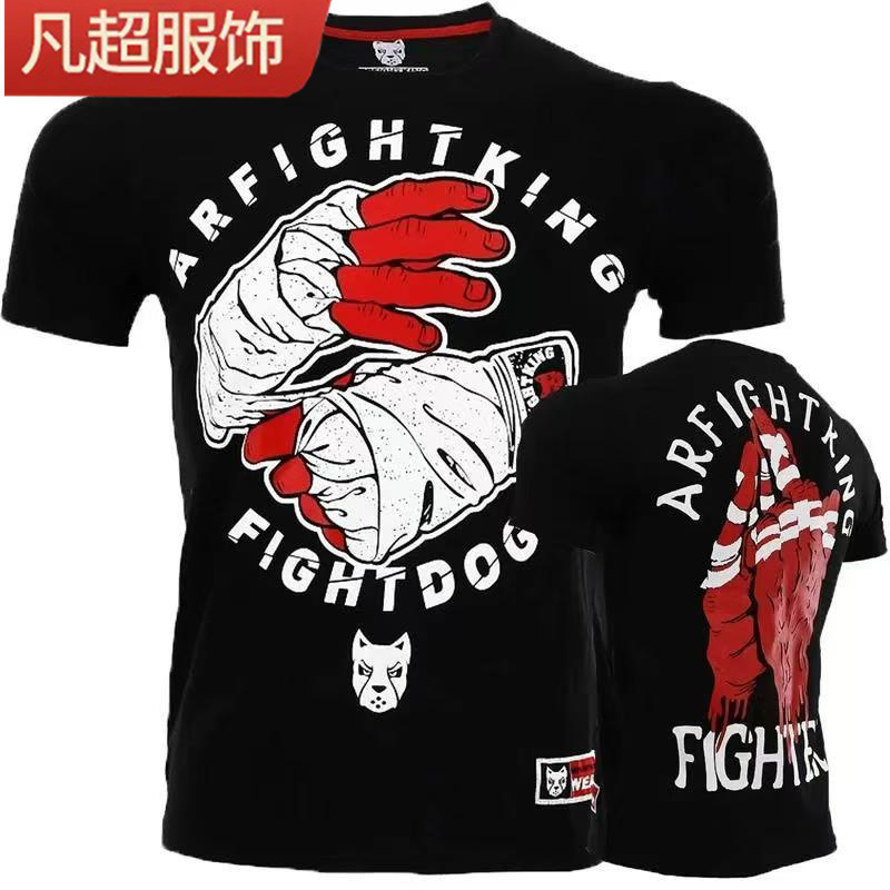 Boxing and Wrestling Sports T-shirt Men's Summer 3D Printed Pattern Short-sleeved Fitness Top Casual Round Neck Quick-drying Breathable