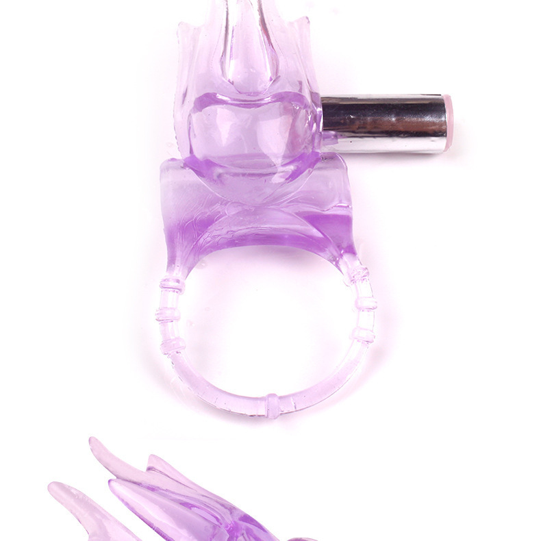Couples Vibrating Ring Set with Delay Wipes and Cleaning Wipes, Purple TPE — detail image 11
