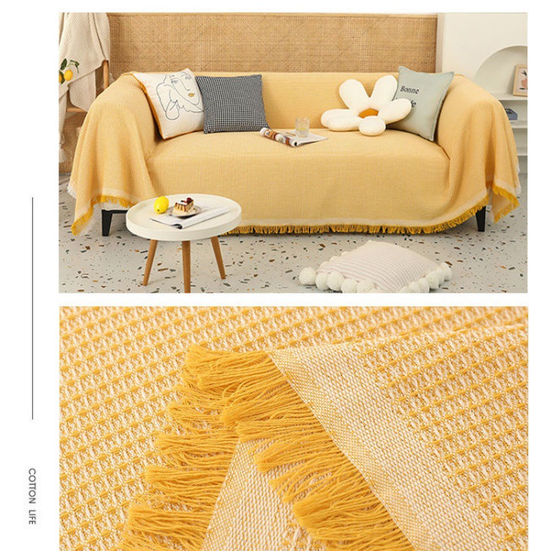 沙发罩防猫爪ins风猫抓沙发盖布巾罩四季通用防滑纯色防尘沙发套