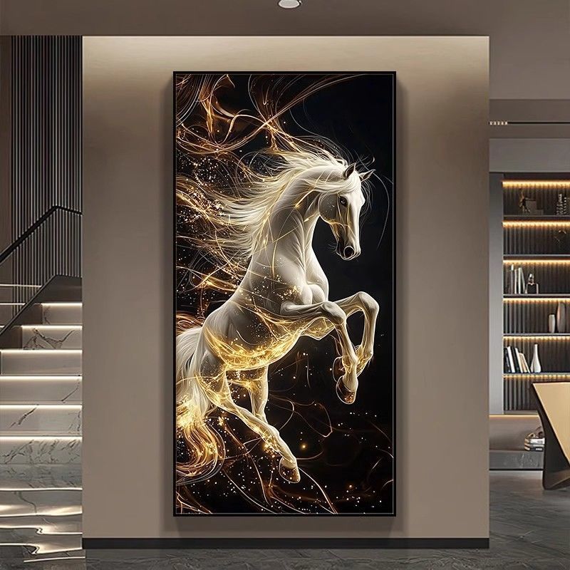 Salón de estar a través de la pared del portal al final de la decoración exitosa pintura en el pasillo colgar pintura de la atmósfera pintura vertical de alta calidad