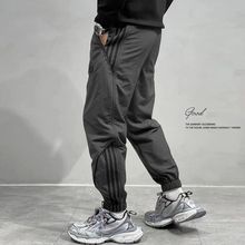 春秋新款潮牌宽松百搭束脚长裤子哈伦大码工装裤男士休闲运动加绒