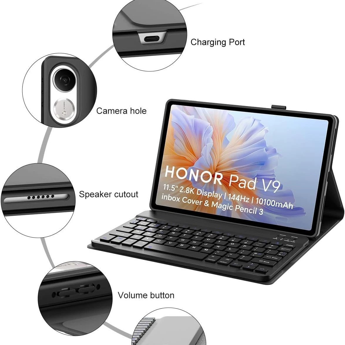 Huawei, Honor, совместимый чехол для планшета с тихой клавиатурой, Bluetooth