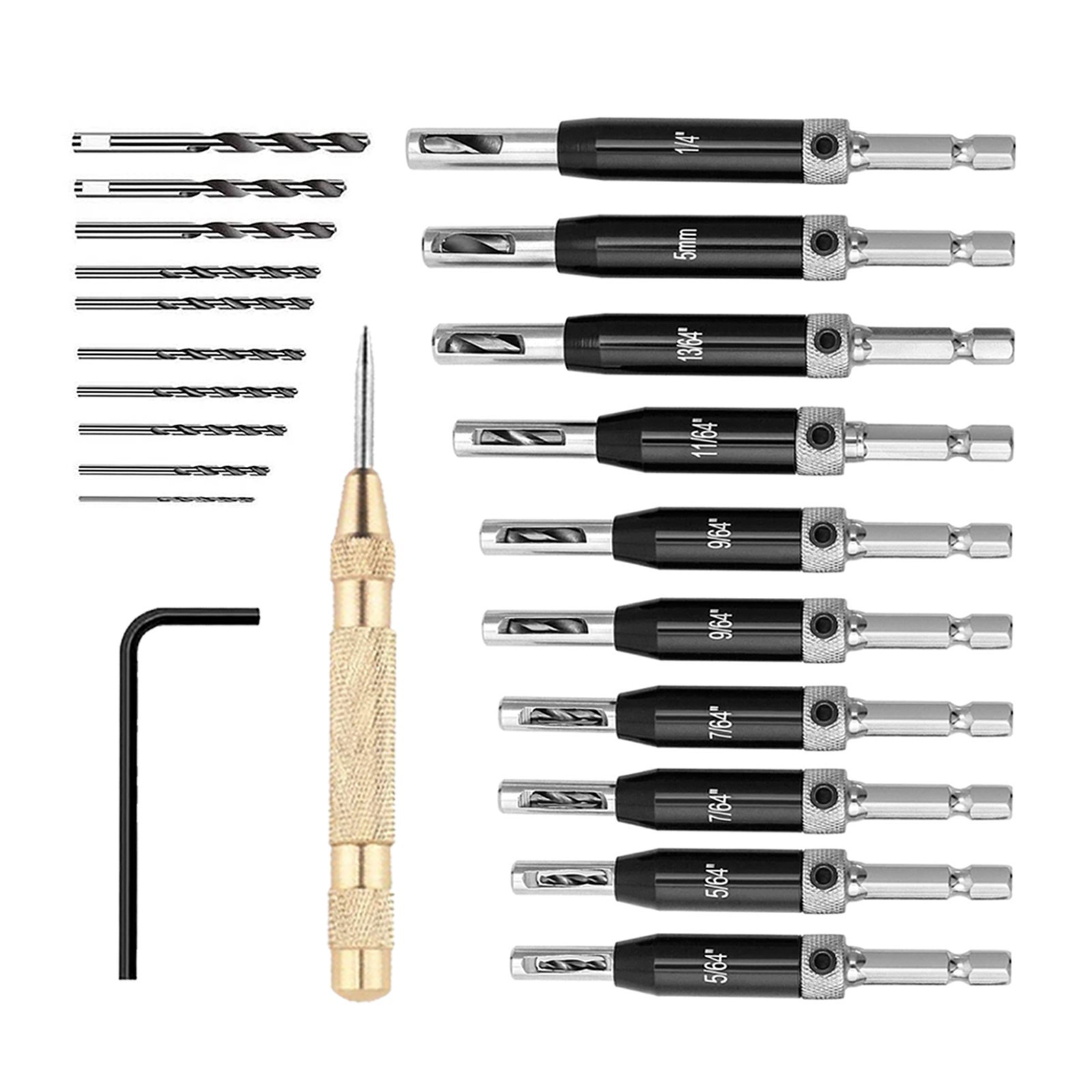 Hexagonal Handle Black and White Woodworking Hinge Drill Hinge Punching Positioning Drill Punching Locator Inch Twist Drill