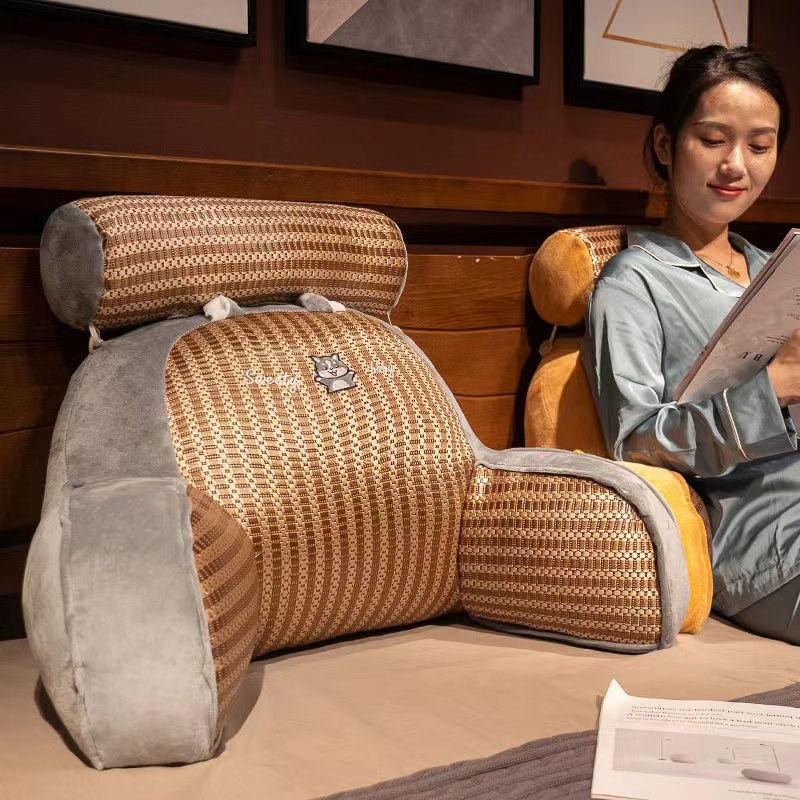 Estera de verano Cojín de cabecera Bolsa suave Almohada de respaldo grande Sofá de dormitorio Cama de lectura Almohada de cintura Almohada