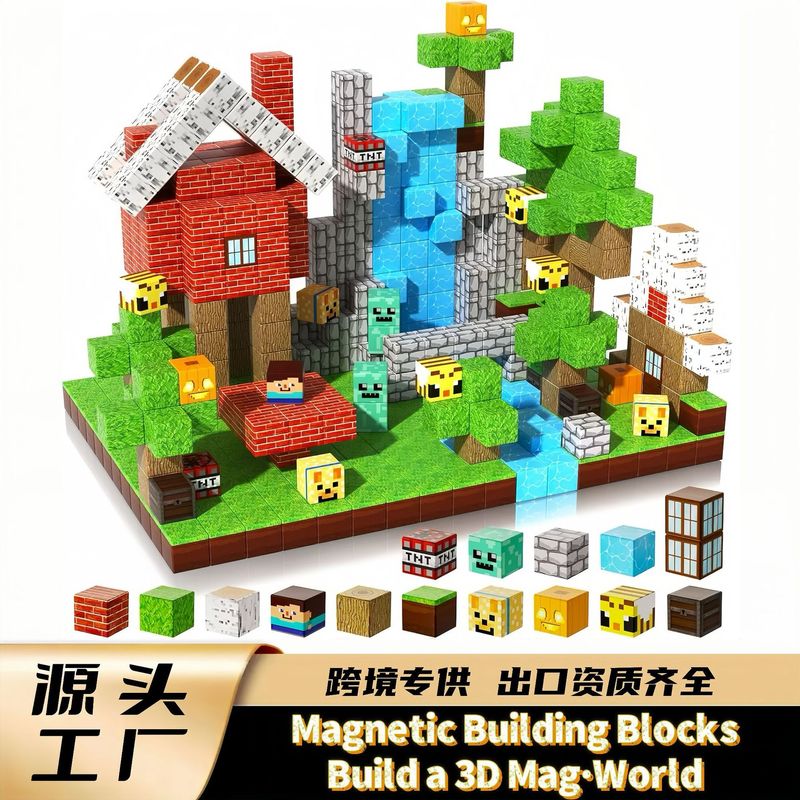 国境を越えた新しい製品 森林の木の家 磁気ビルディングブロック 磁気ブロック シーン構築 知育玩具 私の磁気ブロックの世界|undefined