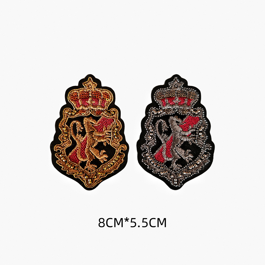 厂家直销学院风皇家狮子勋章仿印度丝绣花章服装辅料鞋服箱包饰品