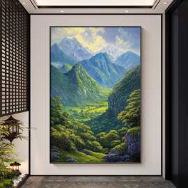 有山无水靠山画绿色玄关过道挂画2026新款客厅装饰画办公室青山图