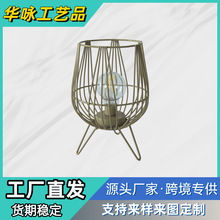 跨境创意铁艺LED复古台灯卧室客厅小夜灯圣诞装饰氛围灯简约摆件