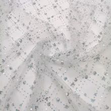 新品方格亮珠片网纱布 童装衬衫连衣裙 礼服婚纱花边绣花面料批发