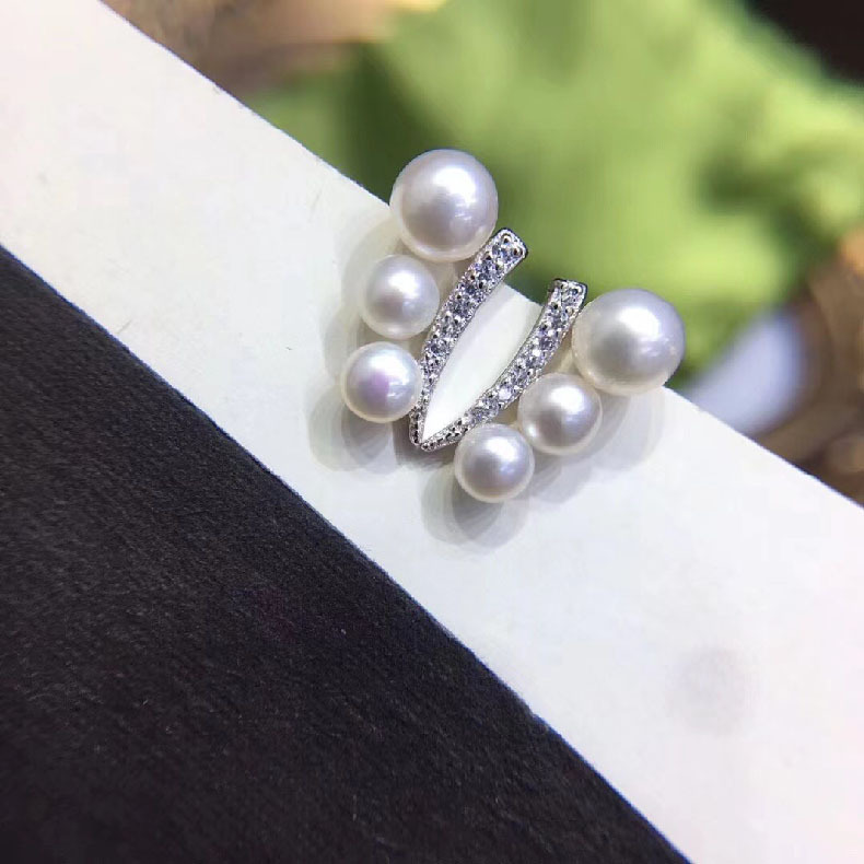 Freshwater Pearl Stud Earrings S925 Sterling Silver Small Beads_voghion.com
