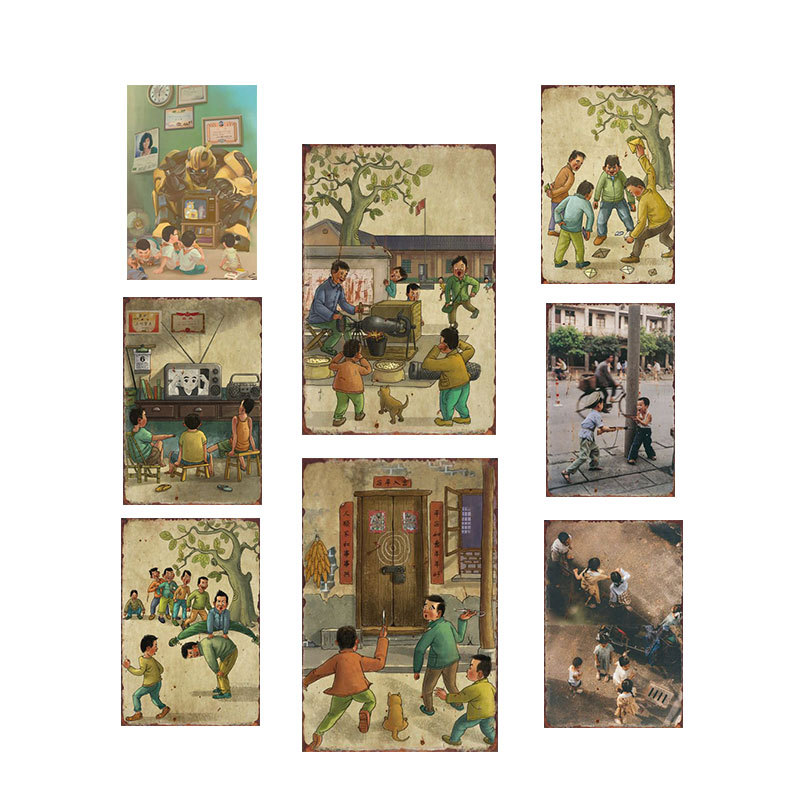 factory supply Metal painting Wall hanging Chinese style Decade Recollections Metal painting Home Furnishing a living room metope Decorative painting