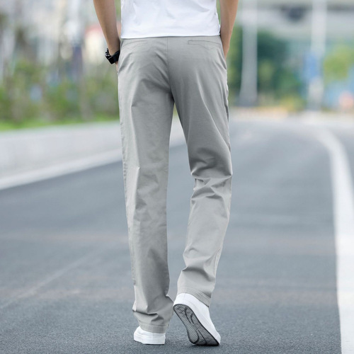 Men's Spring and Autumn Pure Cotton Casual Straight Leg Pants with Warm Fleece Lining Winter Business Loose Fit Large Size Pants