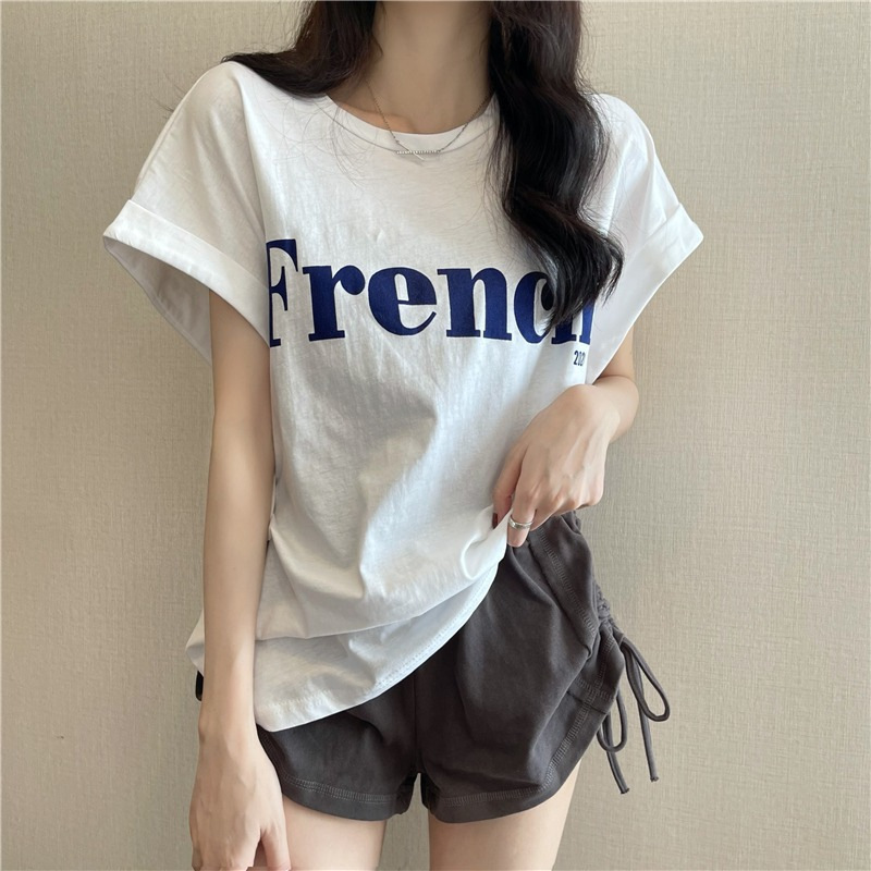 Internet Celebrity Slim Off-Shoulder Sweet and Cool Short-Sleeved T-Shirt for Women 2023 New Loose Bottoming Shirt Summer Student Top Women's Clothing