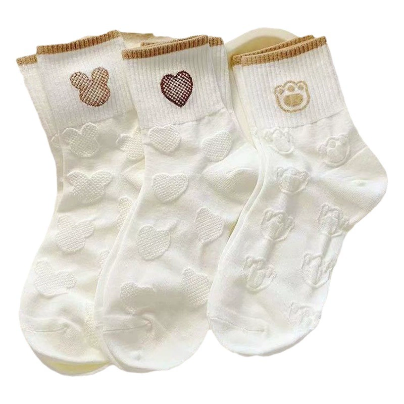 Белые носки, женские летние тонкие носки средней длины с героями мультфильмов, модные высококачественные универсальные Дышащие носки в Корейском стиле в студенческом стиле