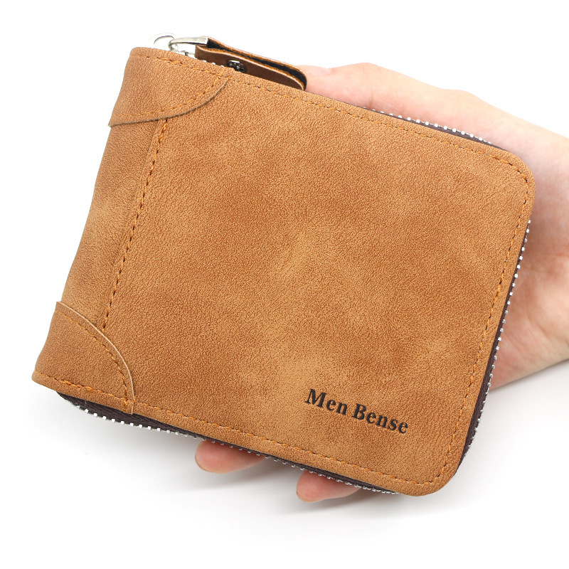 Personalized men's wallet short zipper two fold men's wallet retro frosted pu coin purse manufacturers wholesale Personalized men's wallet short zipper two fold men's wallet retro frosted pu coin purse manufacturers wholesale