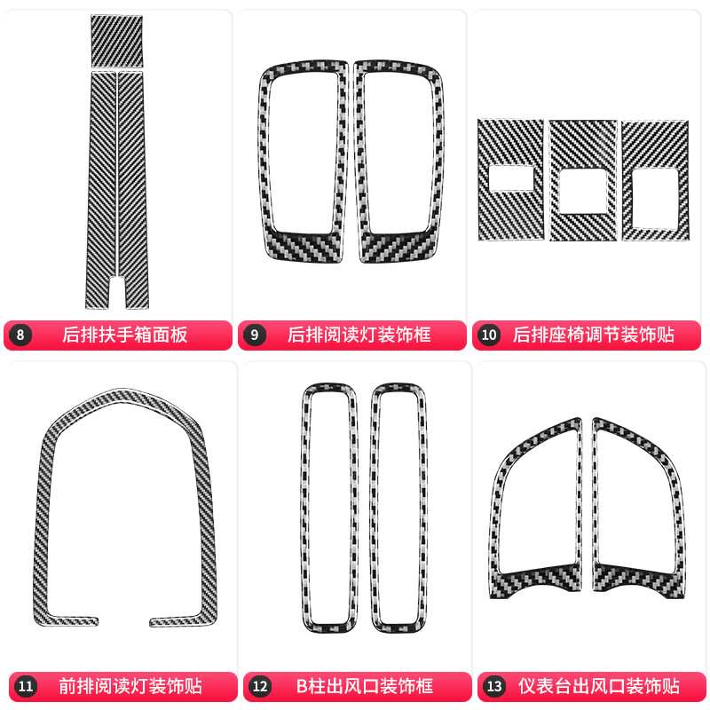 Adecuado para 10-17 Palmela piezas de modificación interior Puerta de fibra de carbono B columna salida de aire pegatinas decorativas
