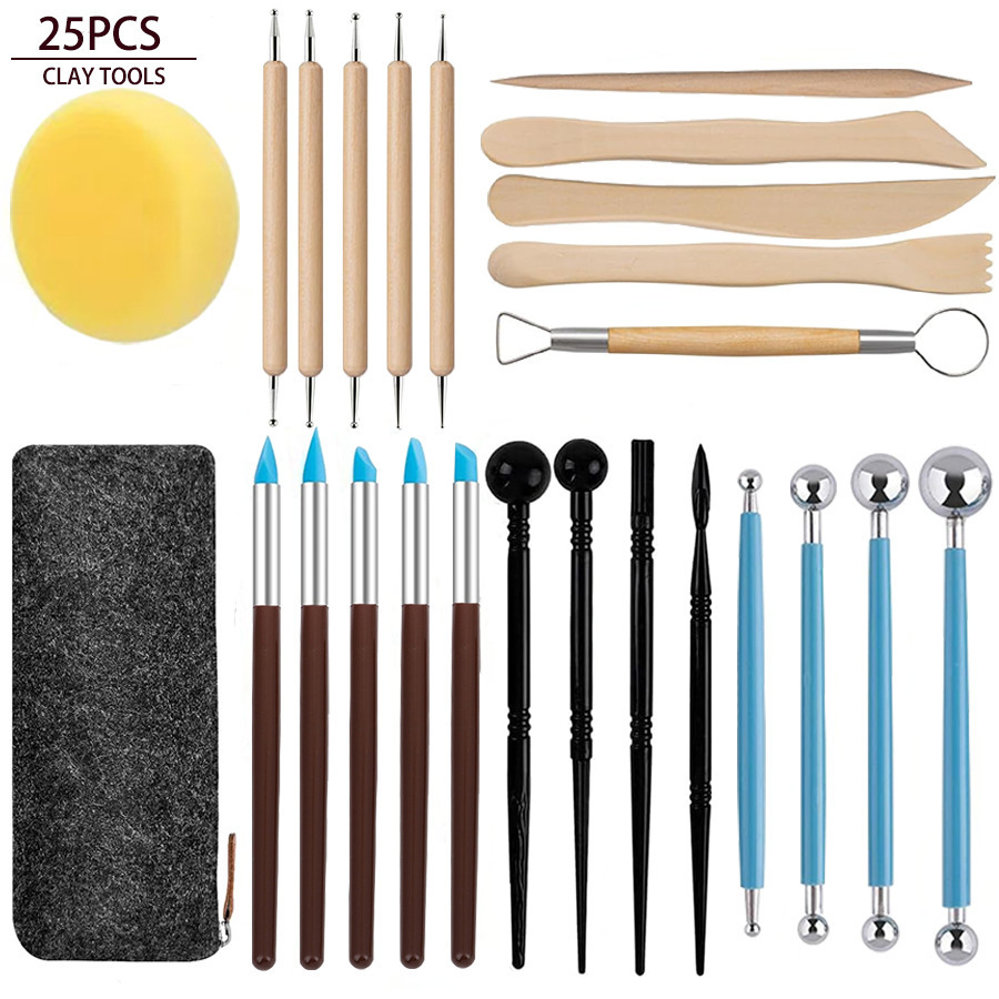Herramientas de escultura de cerámica transfronteriza conjuntos de varias piezas herramientas de barro de arcilla de cerámica suave DIY conjunto de escultura de barro