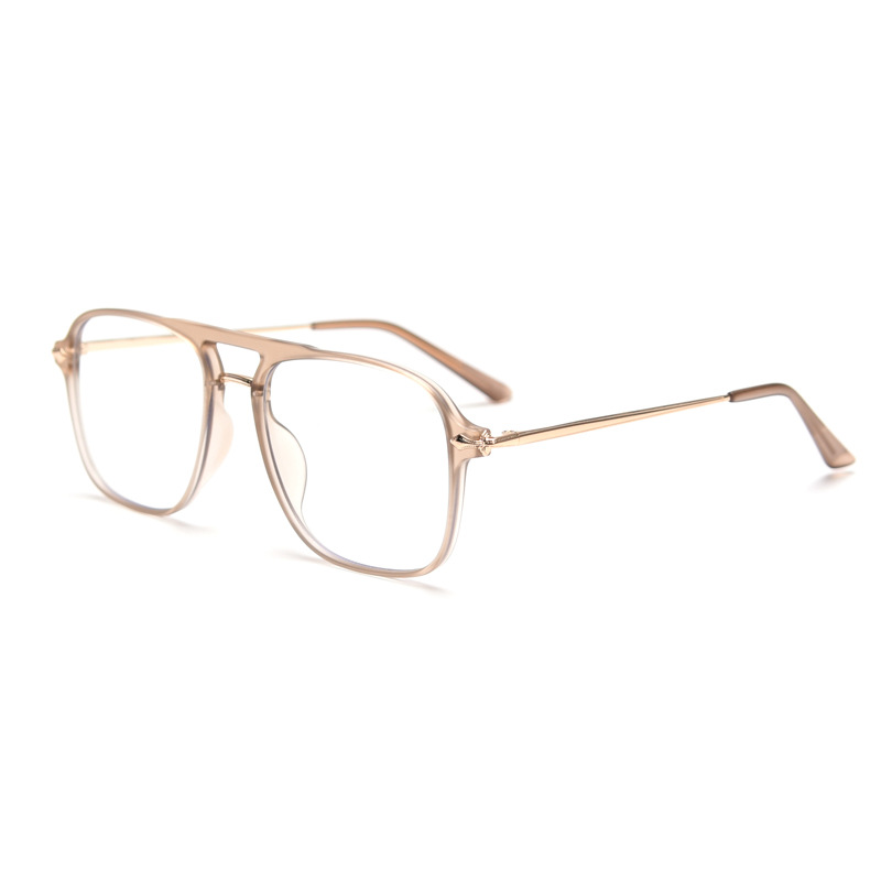 Unisex TR2134 Korean Style Double Bridge Aviator Glasses Frame Plain Prescription Frame Trendy Celebrity Street Style For Myopia_voghion.com