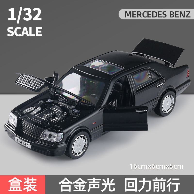 Modelo de coche de aleación Jianyuan 1:32 cabeza de tigre Ben W140 retroceso con sonido y luz juguete coche modelo clásico decoración al por mayor