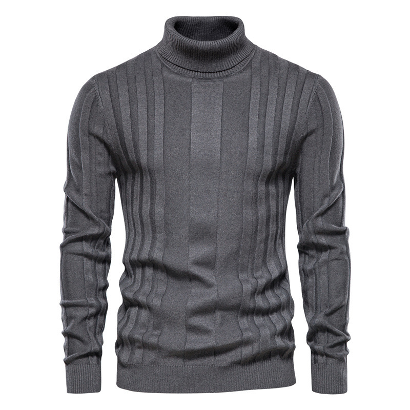 Sweater Autumn New Style Men's High-Neck Casual Knitted Warm Base Shirt Men's Solid Color Pullover Large Size Red