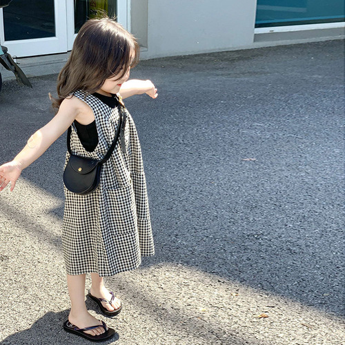 Children's Summer Pants Set in Striped Style: South Korean Design, for Girls, Two-Piece Set Including Overalls and Trousers