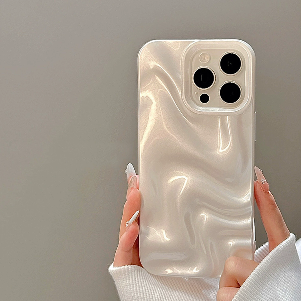 Чехол для iPhone 17/16 Pro Max, простой объемный дизайн с эффектом водной ряби, мягкий чехол для Apple 15/14/12/13/11.