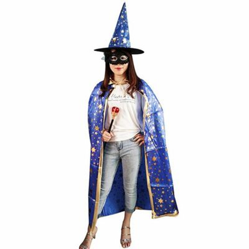 Capa de Halloween niños adultos bola vestir estrella de cinco puntas capa sombrero traje Cosplay