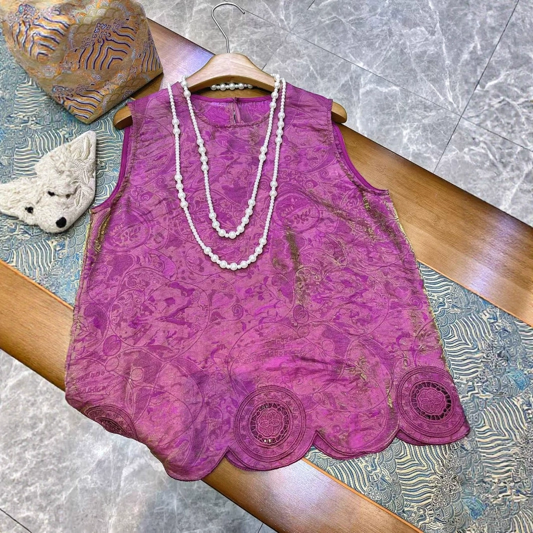 Новый топ без рукавов Nanyou в китайском стиле, простая ретро, ​​универсальная, модная, элегантная рубашка с градиентным цветом Tang Suit