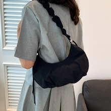 大容量抽绳褶皱包单肩斜挎包腋下云朵包韩版手提包休闲单肩饺子包