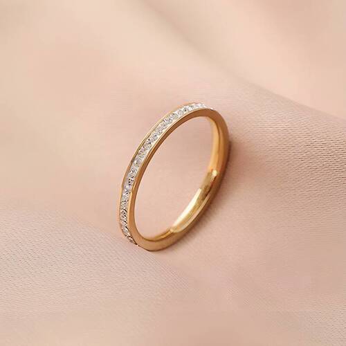 Korean-style refined single-row diamond titanium steel ring for women, INS high-end versatile full-diamond ring, versatile simple jewelry
