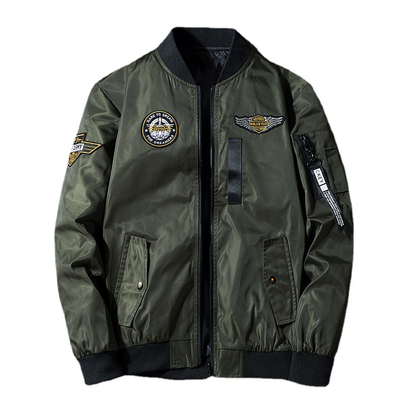 Men's Clothing workwear jacket double sided wear autumn and winter ma1 pilot jacket men's embroidered baseball jacket large size_voghion.com