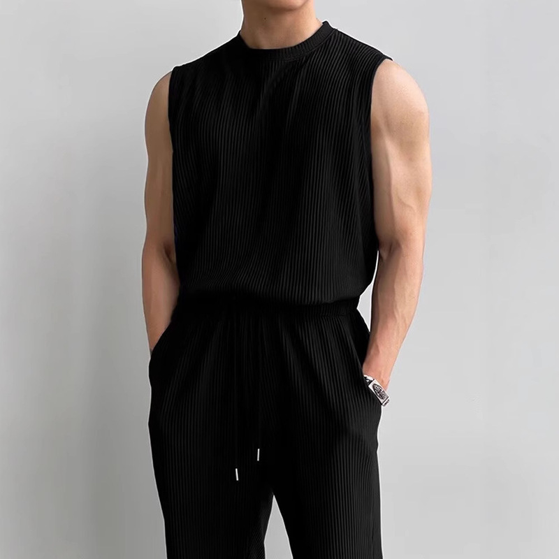 American Fitness Training Sports Suit Muscular Men's Elastic Vest Pants Two-Piece Basketball Vest Sleeveless Undershirt American Fitness Training Sports Suit Muscular Men's Elastic Vest Pants Two-Piece Basketball Vest Sleeveless Undershirt