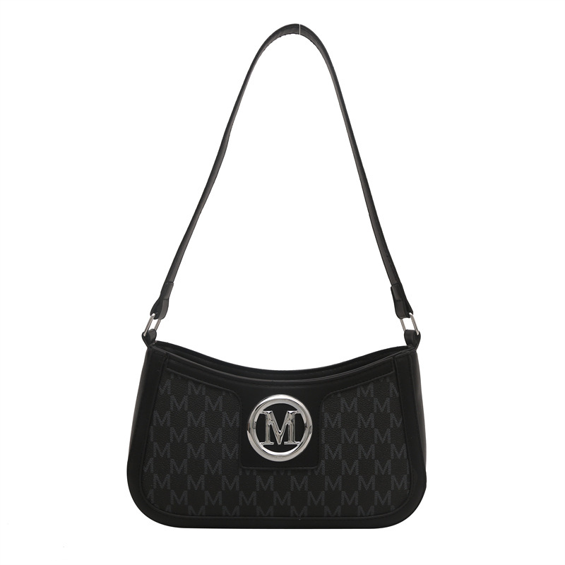 Bolsas debajo de las axilas para mujeres 2025 primavera nueva moda texturas francesas nicho bolsas de hombro letras de impresión media luna bolsas de mujer