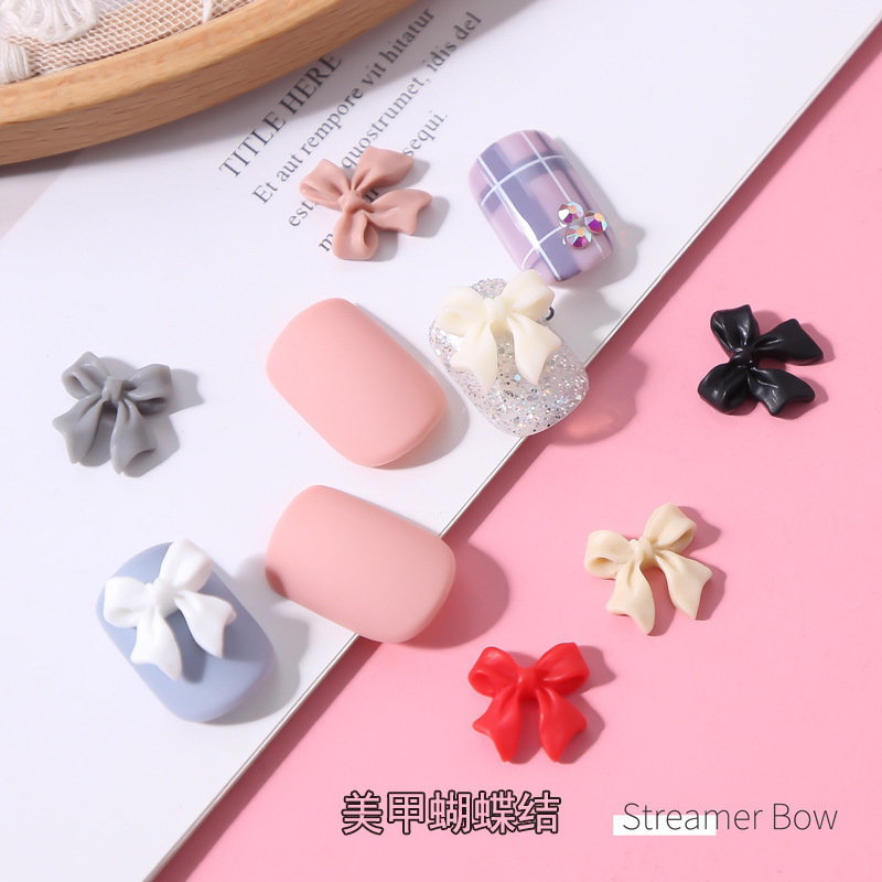 Manicura Internet celebridad arco ins joyería de uñas japonés blanco y negro cinta desnuda arco tridimensional simple parche