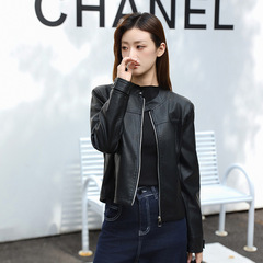 帅气机车风皮衣外套女2025秋季新款简约百搭立领短款水洗PU皮夹克