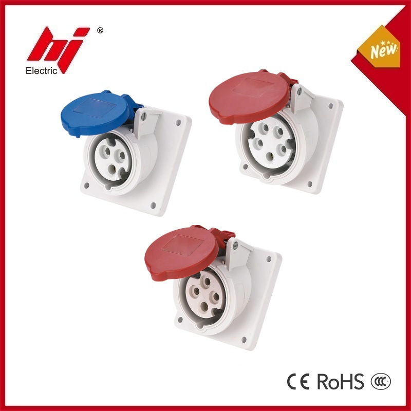 IP44工业暗装斜插第三代16A 32A 3芯4芯5芯防水插座230V 400V斜座