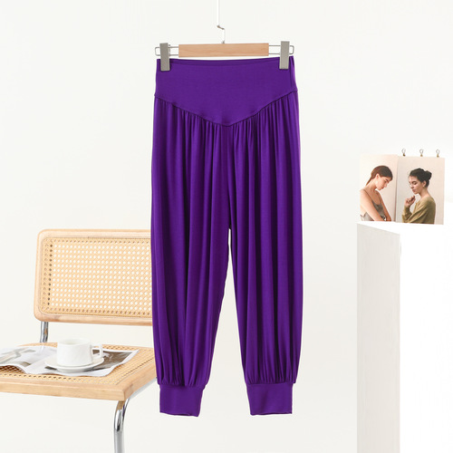 Women's Spring New Modest Harem Pants Solid Color High-Waisted Drape Loose Casual Sporty Yoga Dance Pants