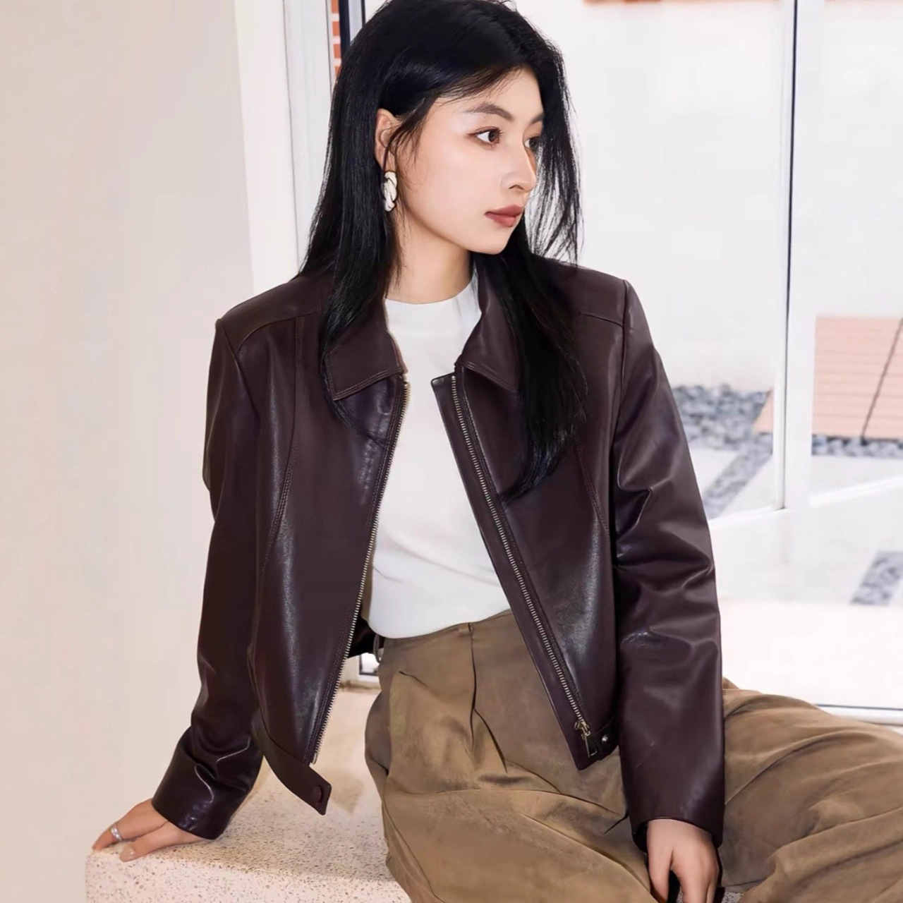 爆款加棉女皮衣新款春秋季新款机车上衣休闲时尚显瘦百搭短款外套