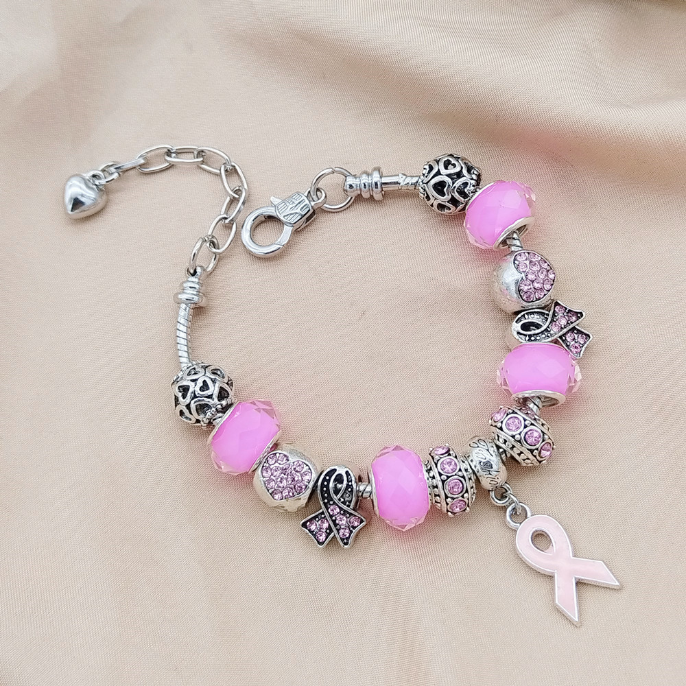 Cross-Border European and American Bracelets, Versatile Resin Beads, DIY Heart-Shaped Fan Strap Pendant Jewelry, Full Diamond Crystal Bracelet for Women