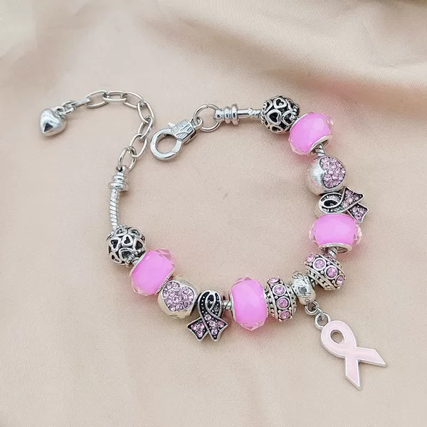 Cross-Border European and American Bracelets, Versatile Resin Beads, DIY Heart-Shaped Fan Strap Pendant Jewelry, Full Diamond Crystal Bracelet for Women
