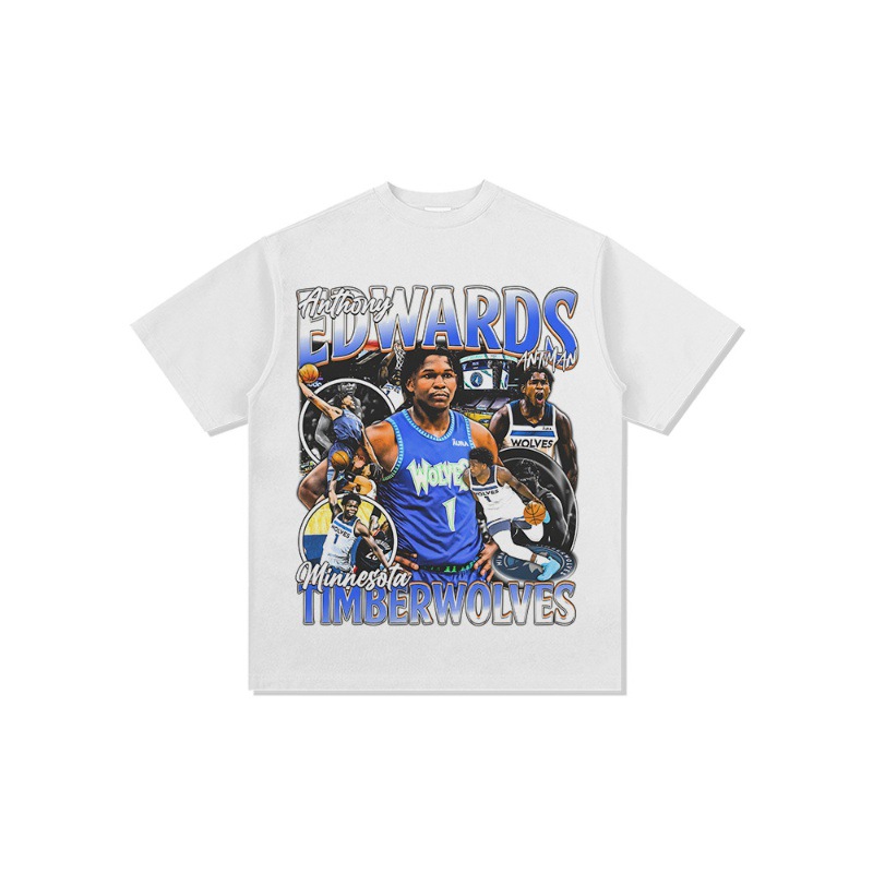 Edwards American Star camiseta de calle hip-hop marca de tendencia impresión retro hacer viejo lavado pesado suelto manga corta image 3