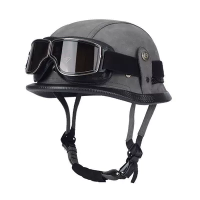 Helmet, Motorcycle Helmet, Soldier Leather, Motosiklet dəbilqələri - m55-56-gray-retro-mirror-limited-time-carnival